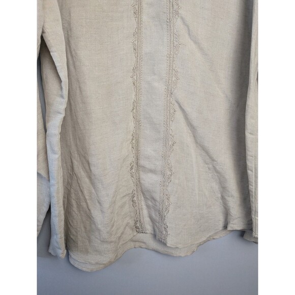 CUBAVERA Shirt Mens L Linen Blend Pullover Guayabera Long Sleeve - Picture 5 of 14